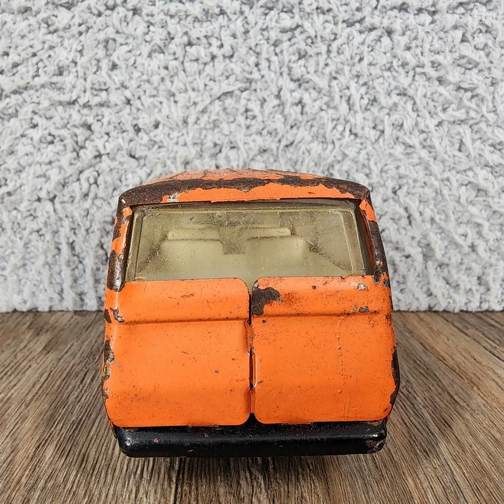 Vintage Tonka Pressed Steel Van Orange Toy Vehicle Patina 5.5 Inch